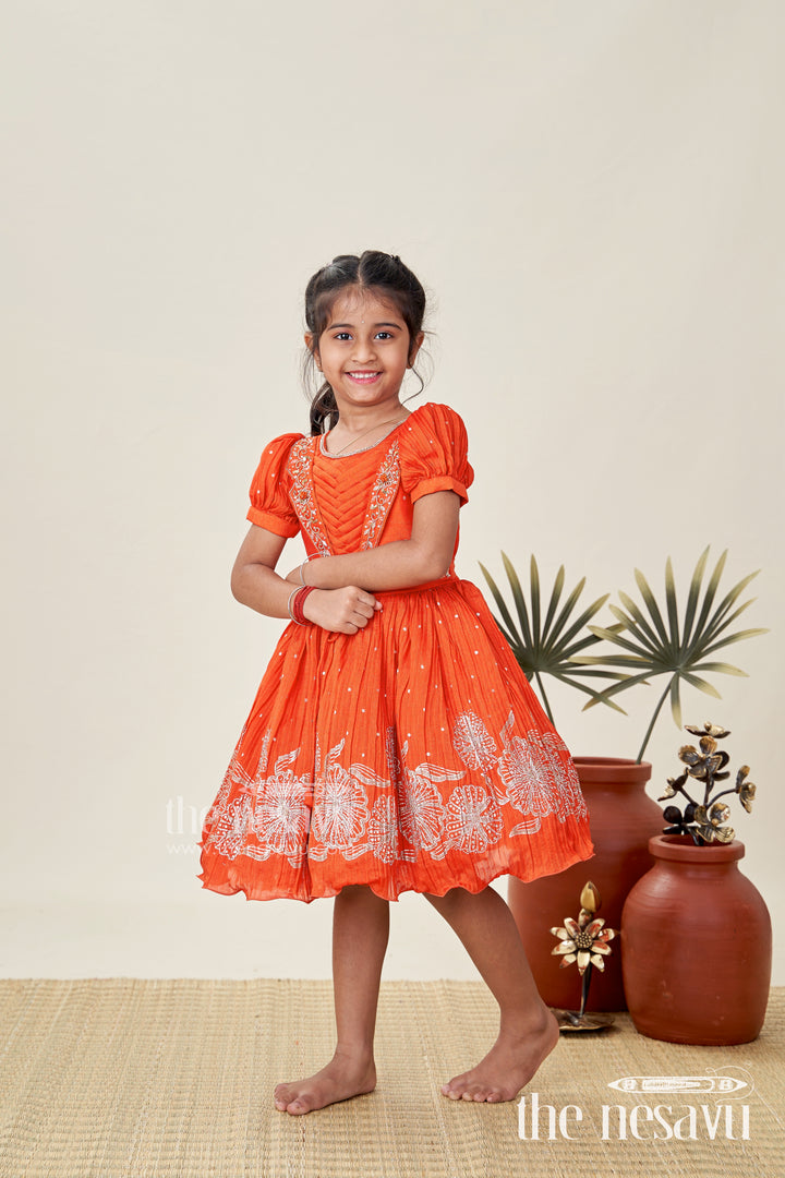 Baby Girl Red Silk Frock With Sparkling Stones For Parties And Family Functions