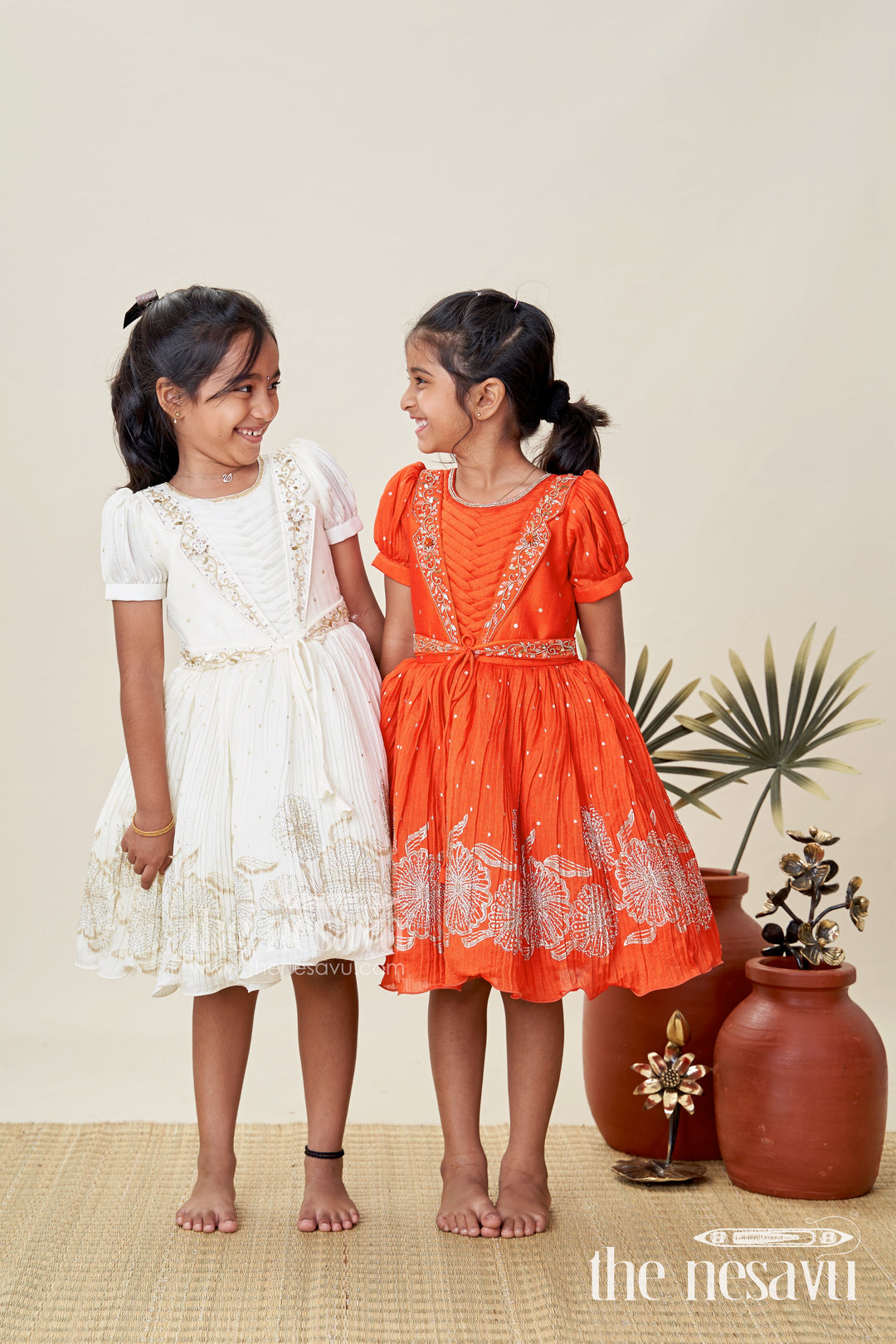 Baby Girl Red Silk Frock With Sparkling Stones For Parties And Family Functions