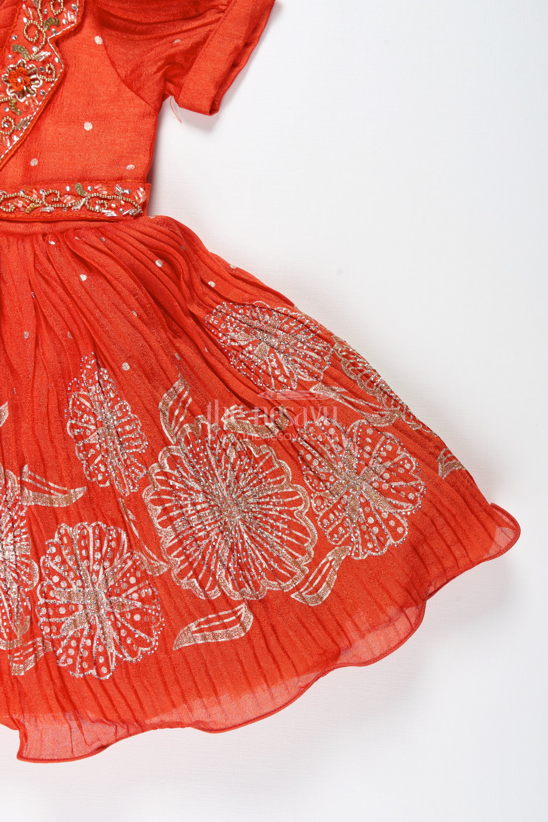 Baby Girl Red Silk Frock With Sparkling Stones For Parties And Family Functions