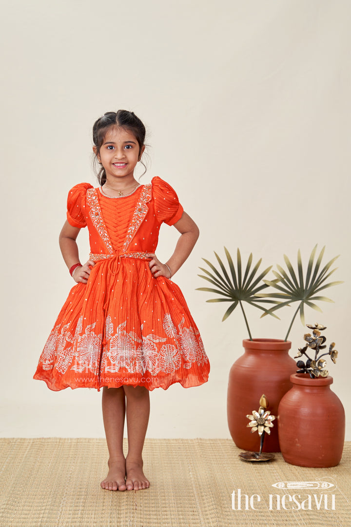 Baby Girl Red Silk Frock With Sparkling Stones For Parties And Family Functions