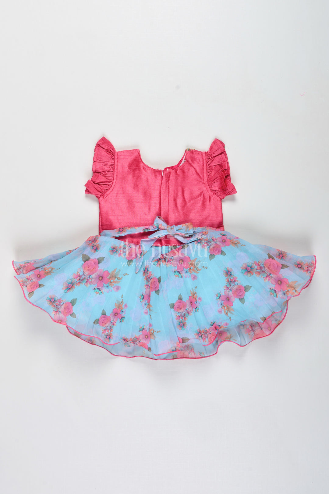 Girls Silk Frock With Floral Print And Festive Jacket For Weddings And Functions