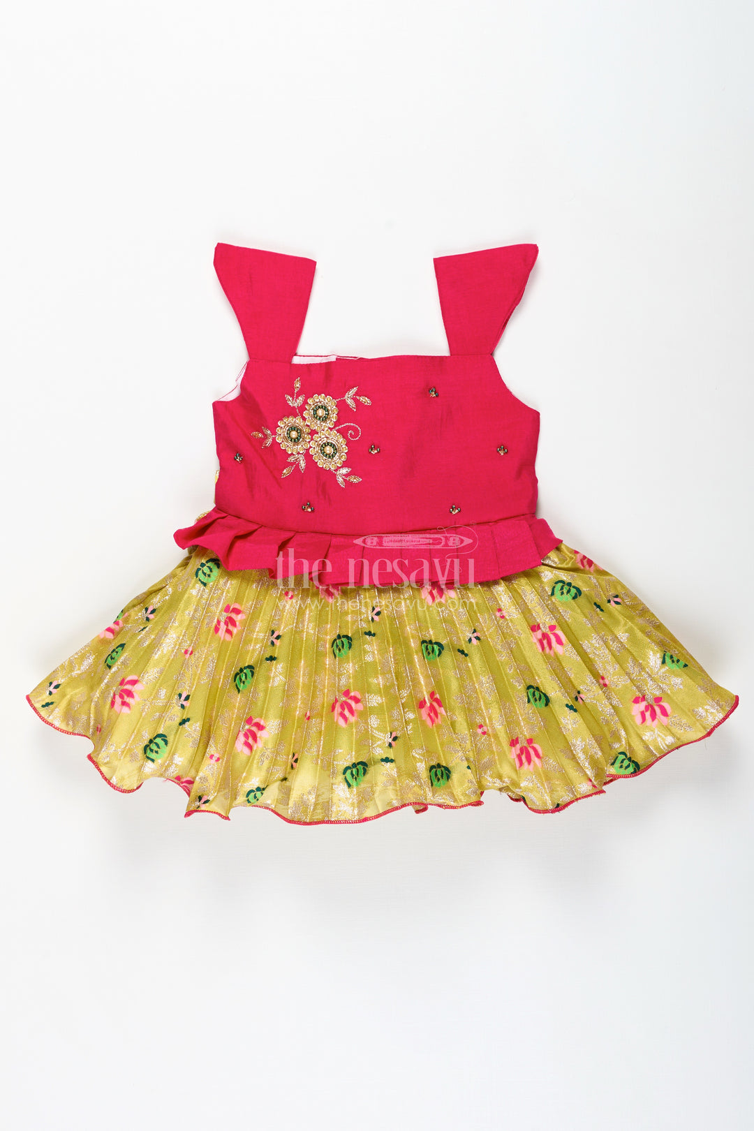 Silk Frock For Baby Girls With Embroidered Yoke Ethnic Dress For Weddings