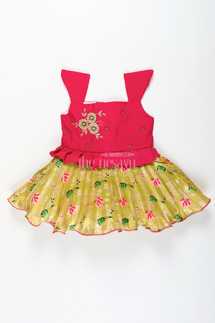 Silk Frock For Baby Girls With Embroidered Yoke Ethnic Dress For Weddings
