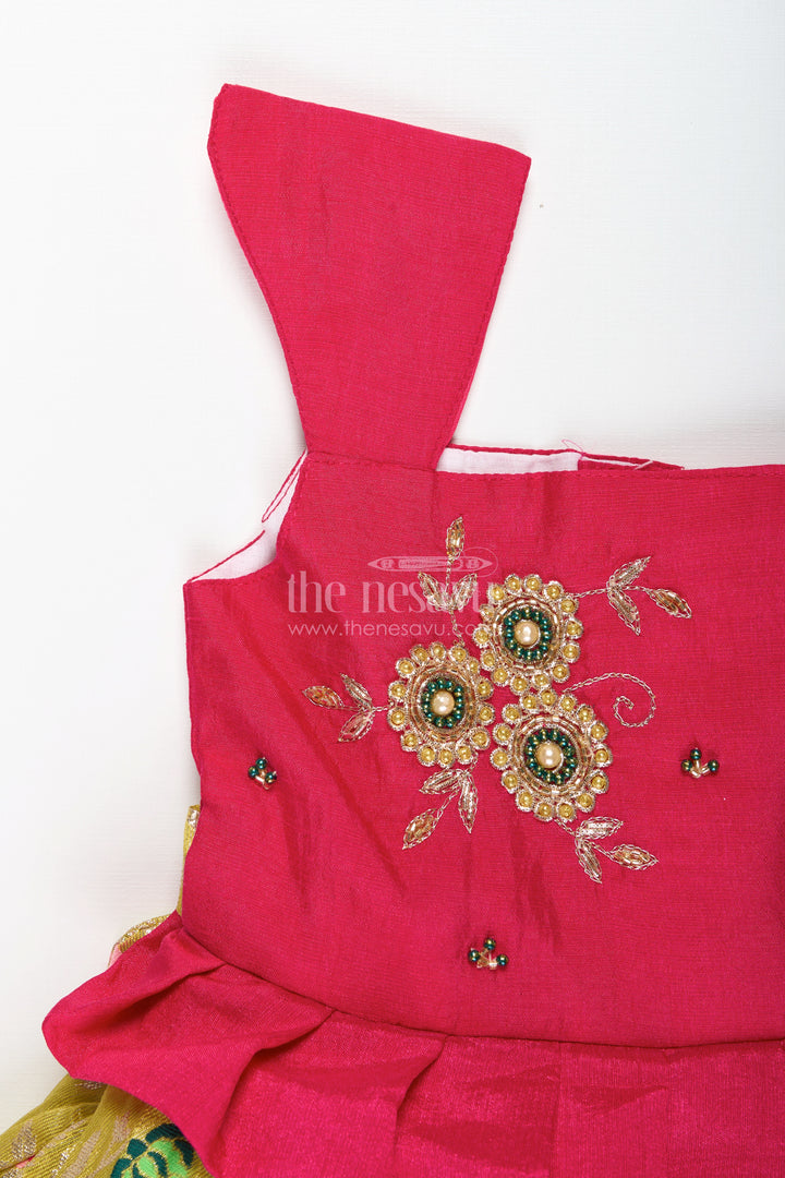 Silk Frock For Baby Girls With Embroidered Yoke Ethnic Dress For Weddings