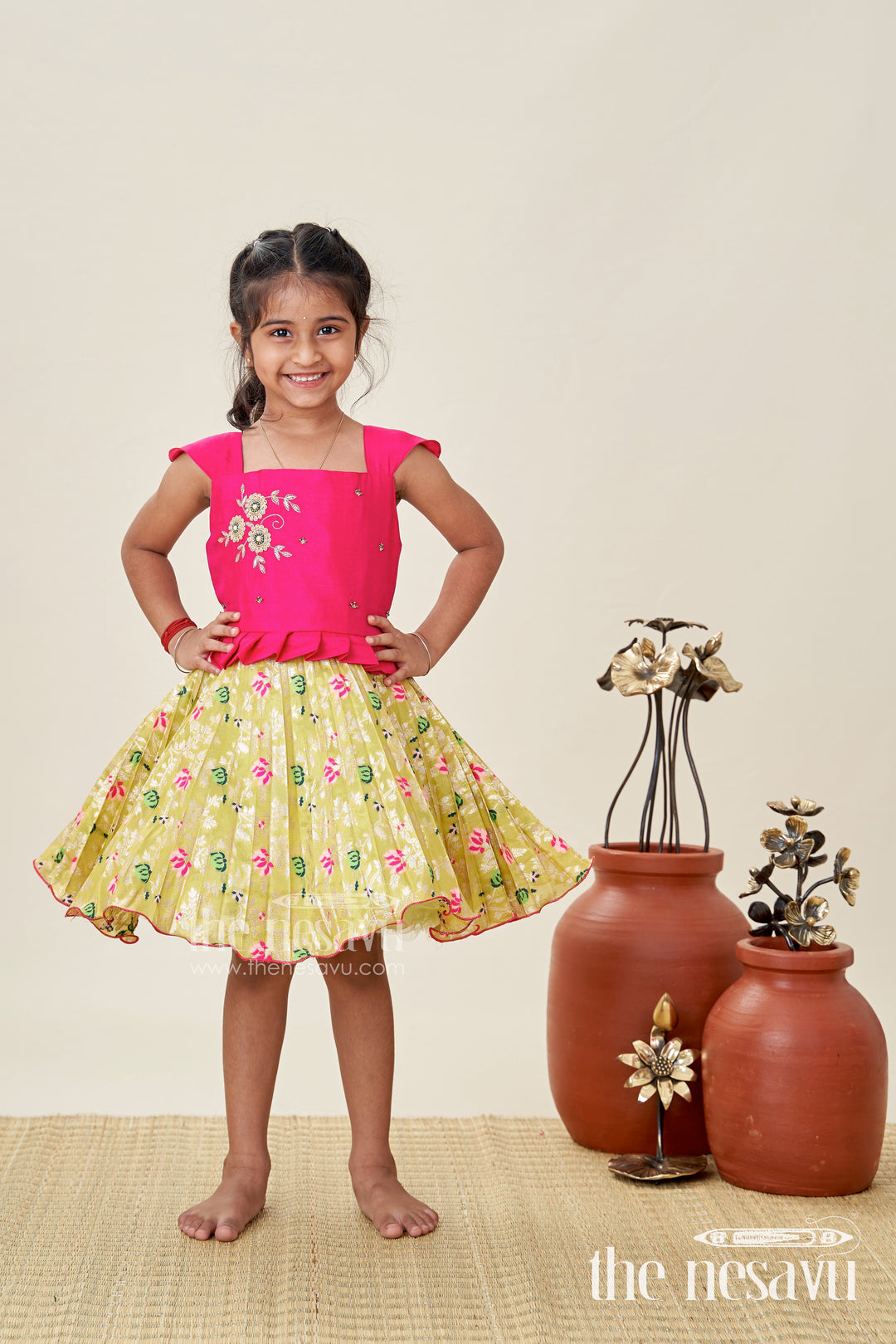 Silk Frock For Baby Girls With Embroidered Yoke Ethnic Dress For Weddings