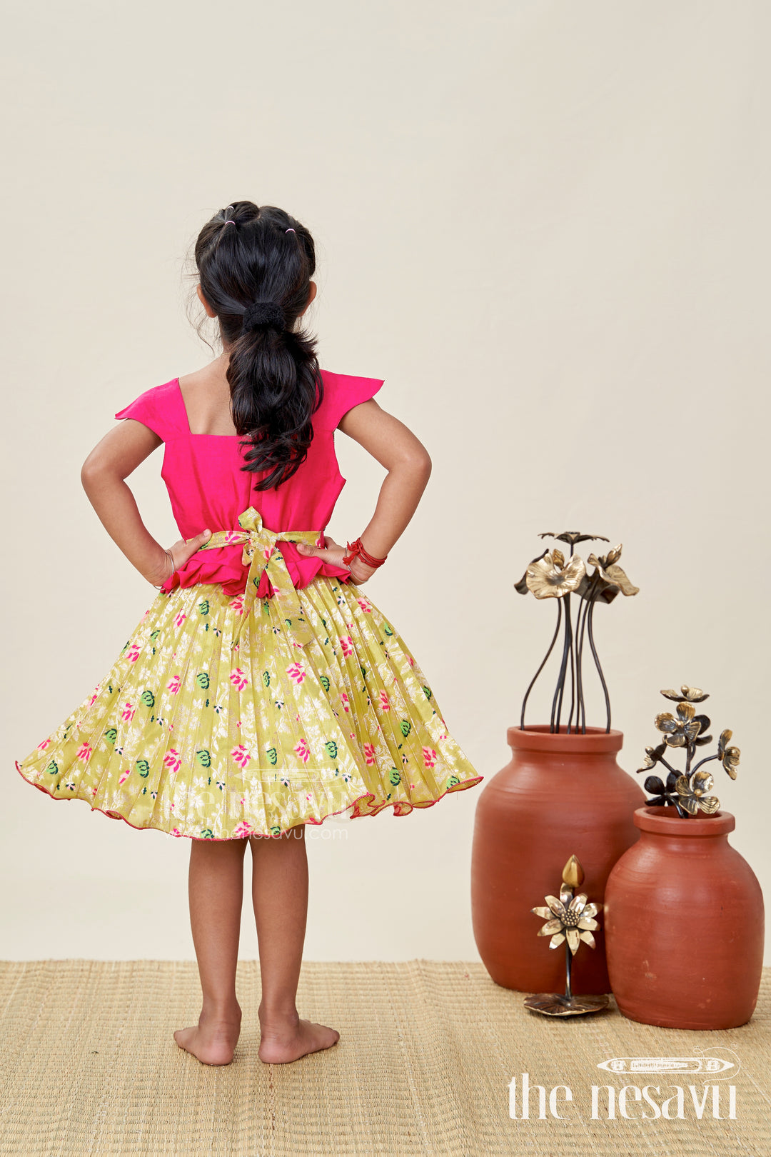 Silk Frock For Baby Girls With Embroidered Yoke Ethnic Dress For Weddings