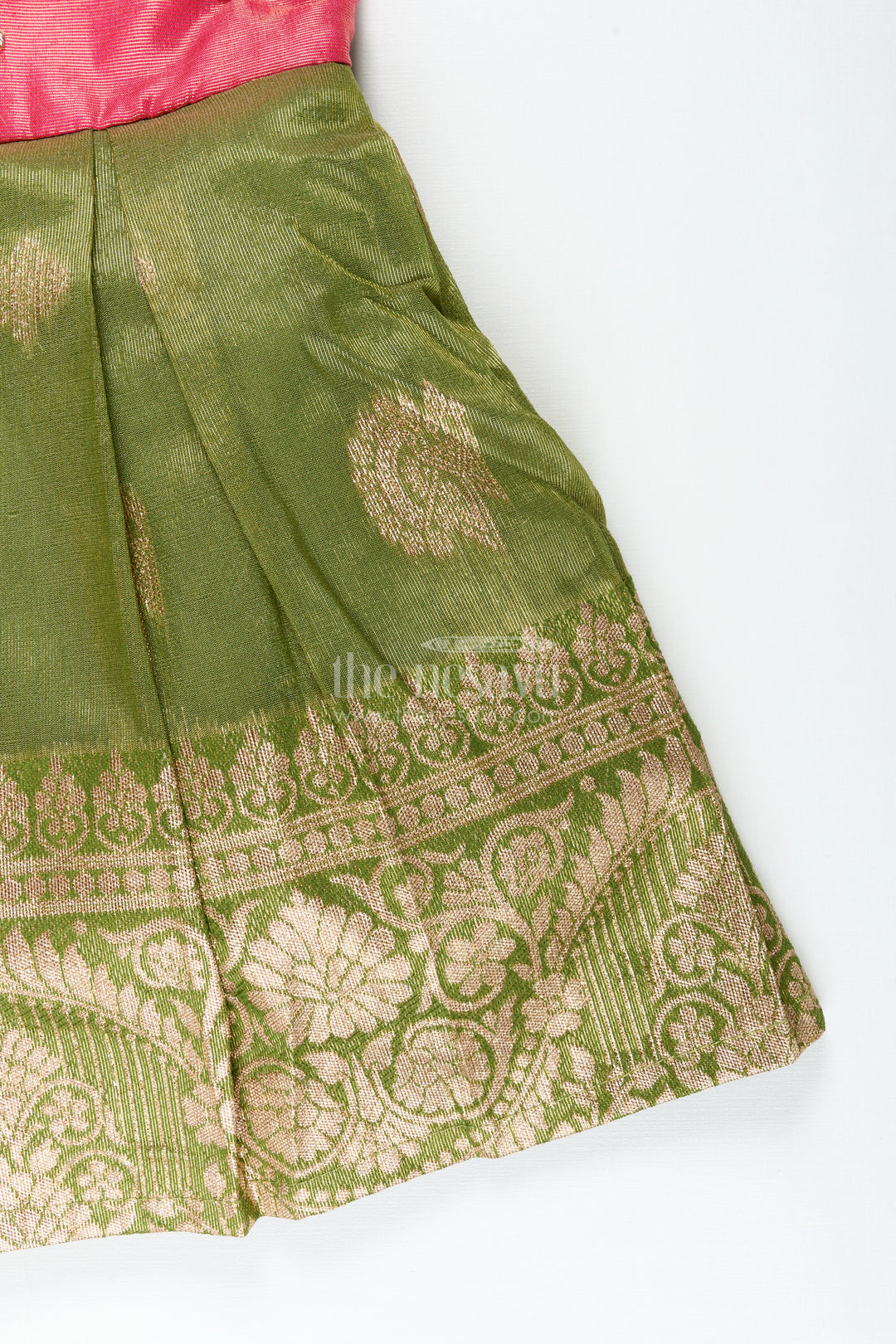 Baby girl silk frock with festive zari finish for birthdays and ethnic celebrations