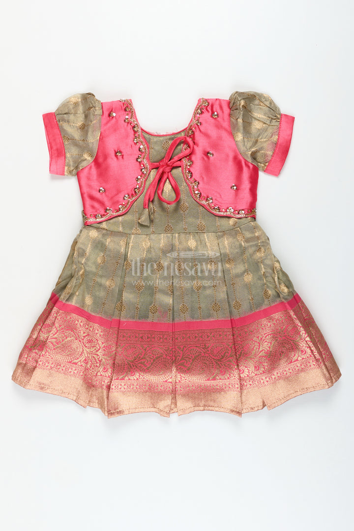 Silk blend frock for girls with zari details for cultural functions and photoshoots