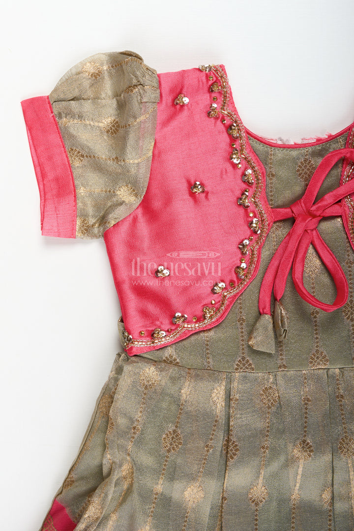 Silk blend frock for girls with zari details for cultural functions and photoshoots