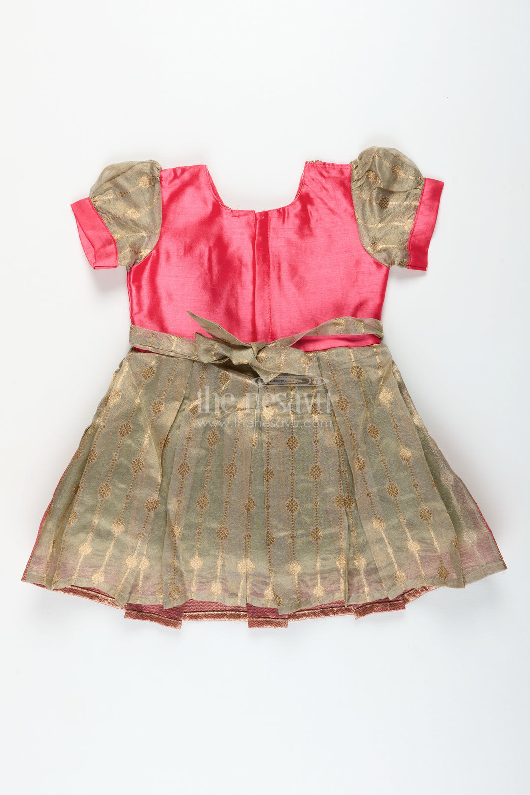 Silk blend frock for girls with zari details for cultural functions and photoshoots