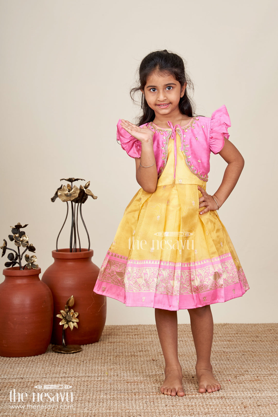 Baby girl traditional silk frock for birthday and ethnic photoshoots