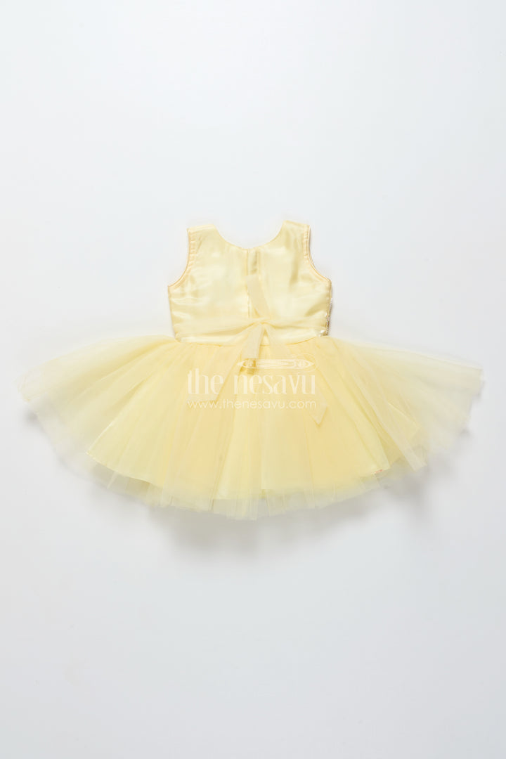 Baby girl party frock with beaded yoke and fluffy net skirt
