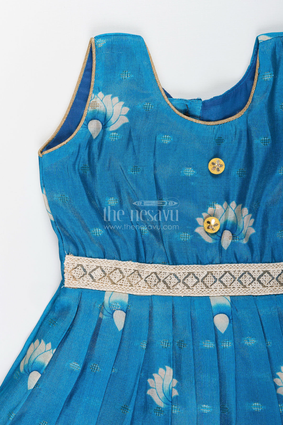 Semi banarasi art silk frock for girls with traditional motifs – festive-ready