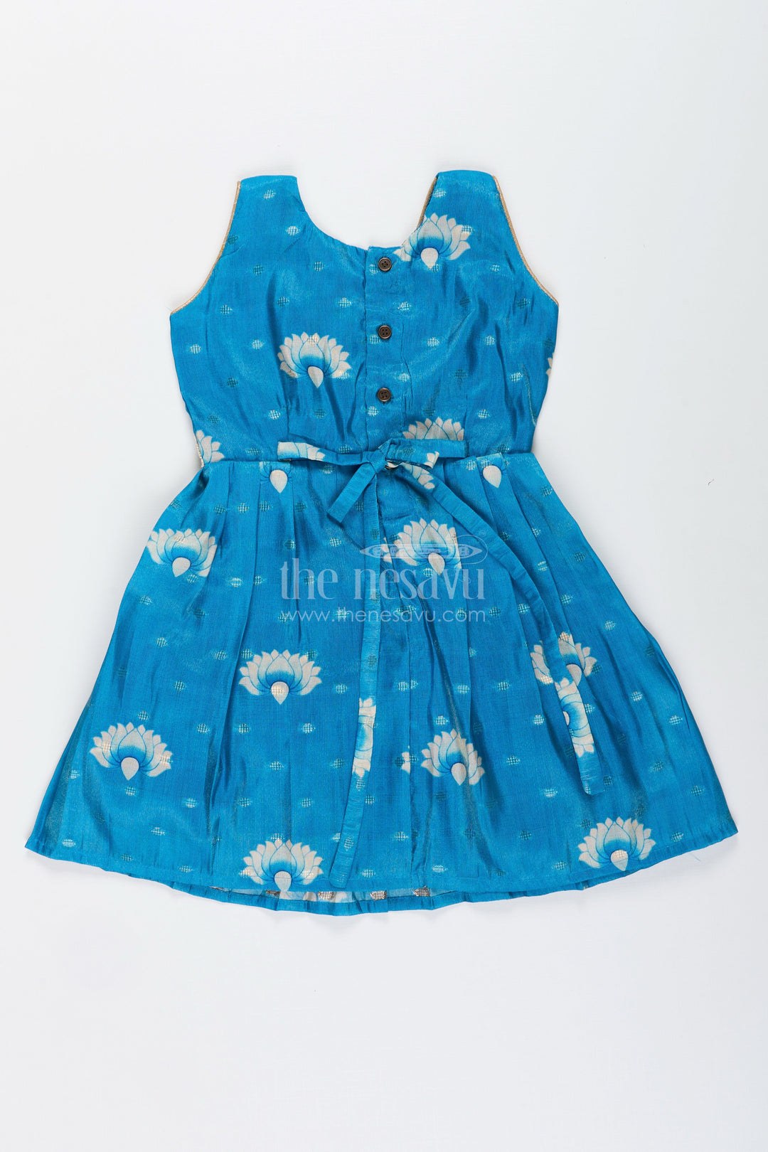 Semi banarasi art silk frock for girls with traditional motifs – festive-ready