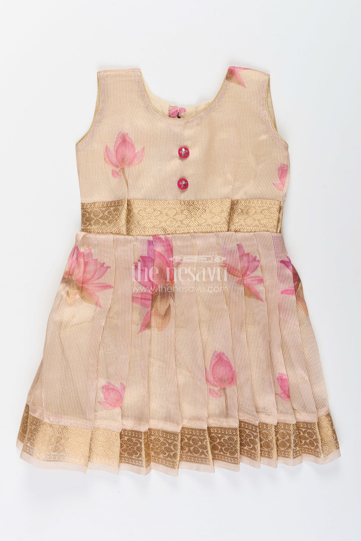 Baby girl’s silk frock in cream kora tissue – classic ethnic styling