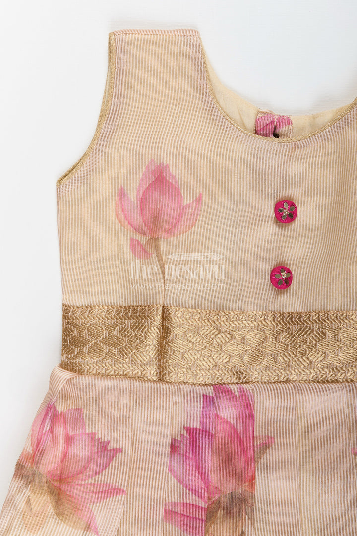 Baby girl’s silk frock in cream kora tissue – classic ethnic styling