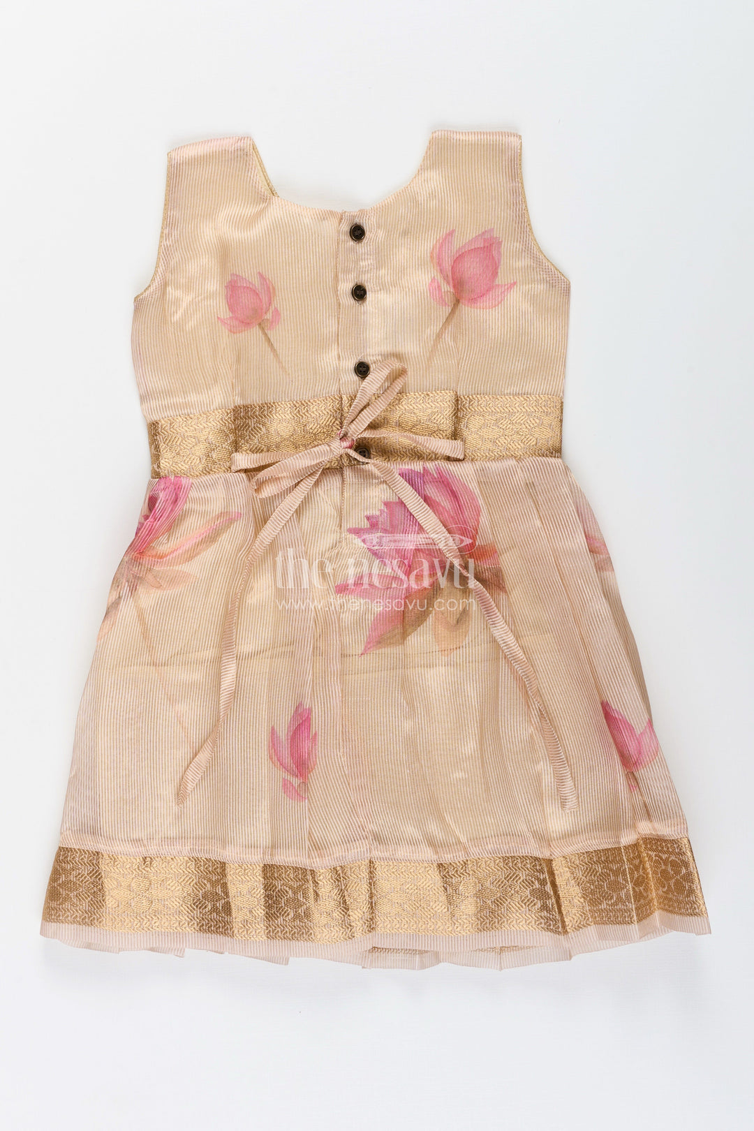 Baby girl’s silk frock in cream kora tissue – classic ethnic styling