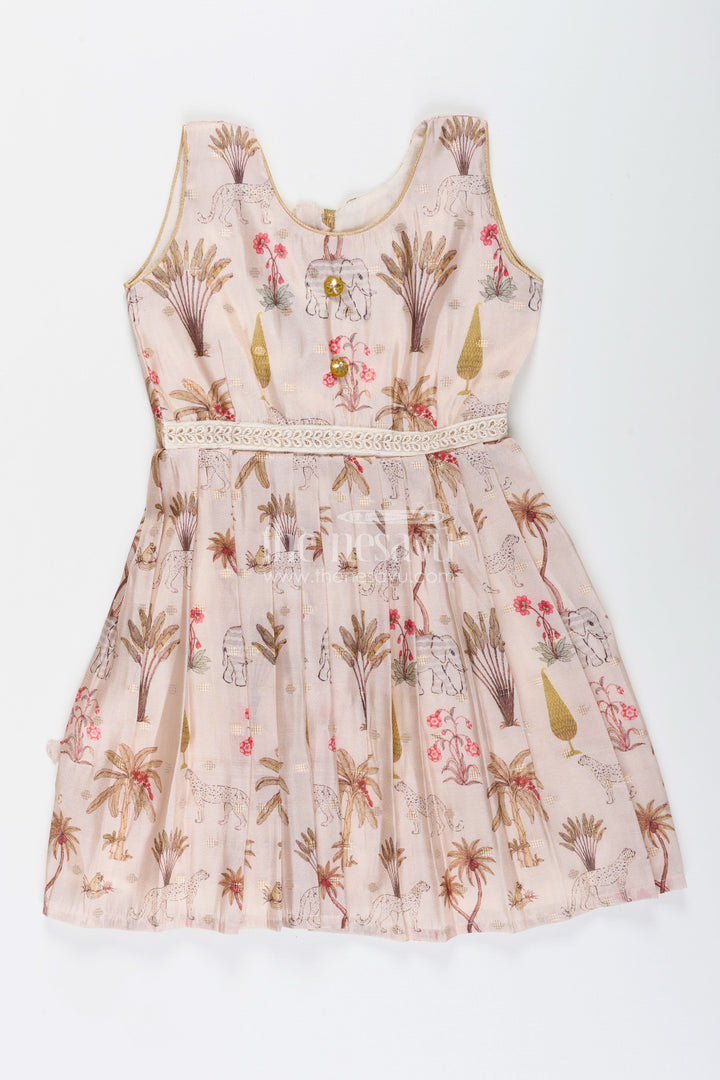 Baby girl semi silk frock with animal print for festive occasions