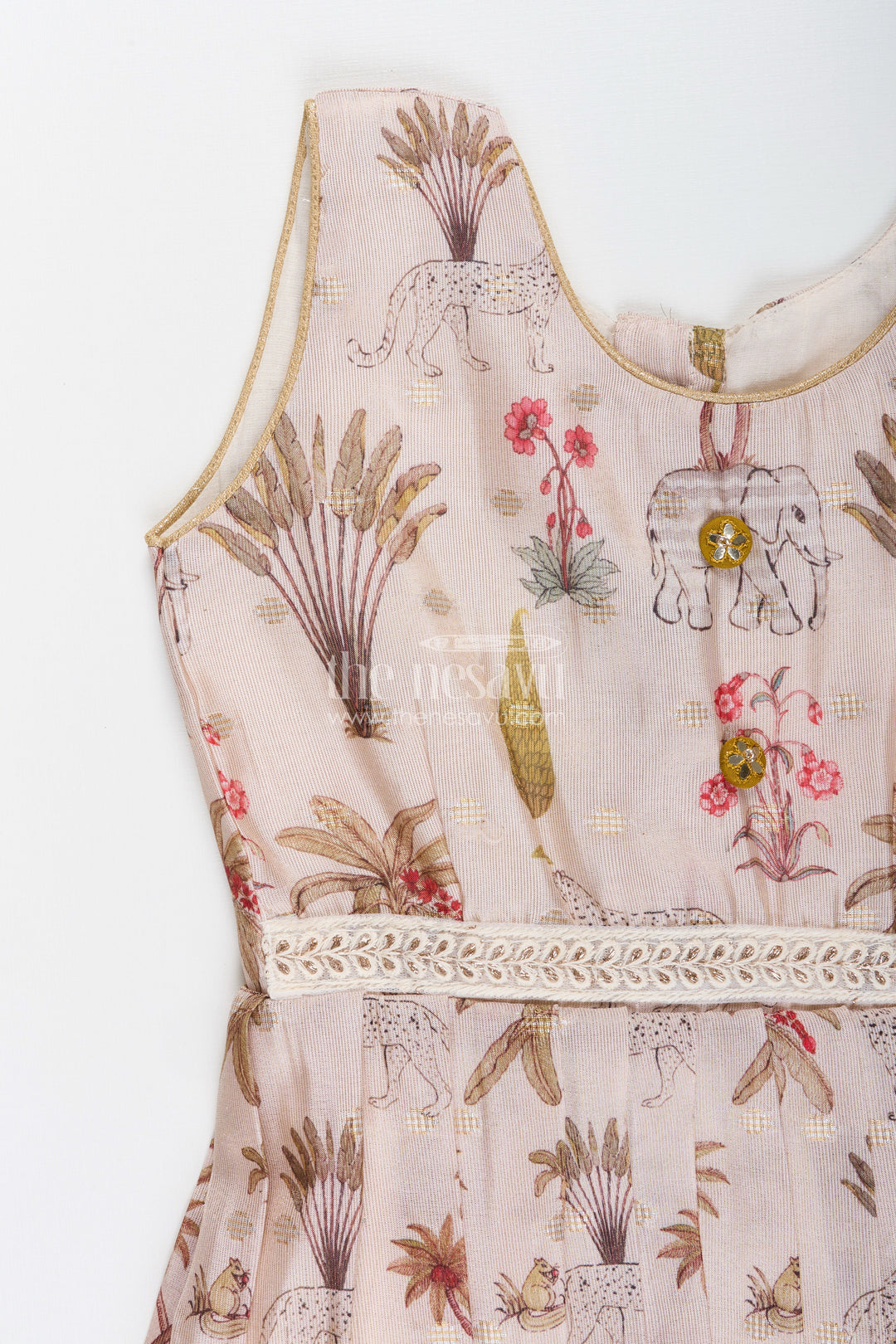 Baby girl semi silk frock with animal print for festive occasions