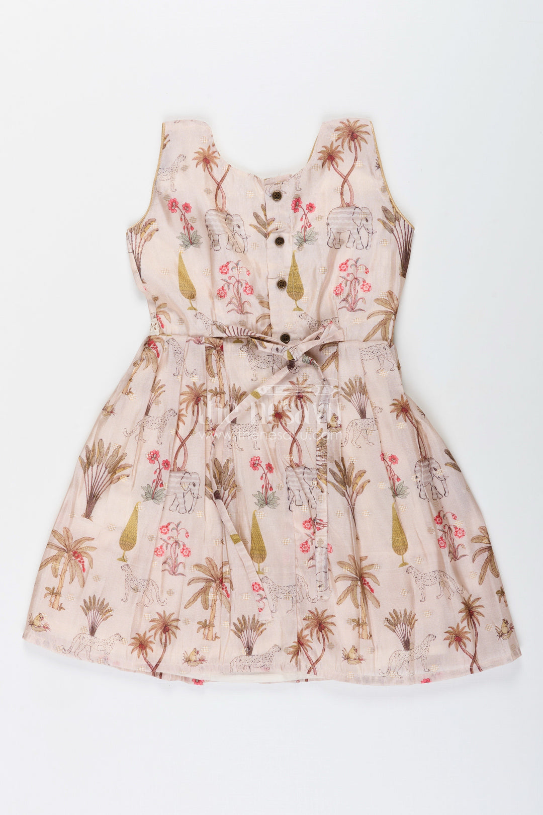 Baby girl semi silk frock with animal print for festive occasions
