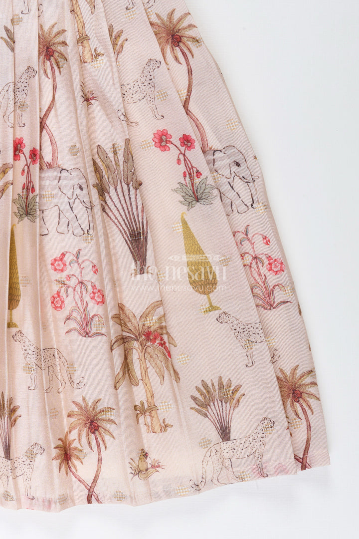 Baby girl semi silk frock with animal print for festive occasions