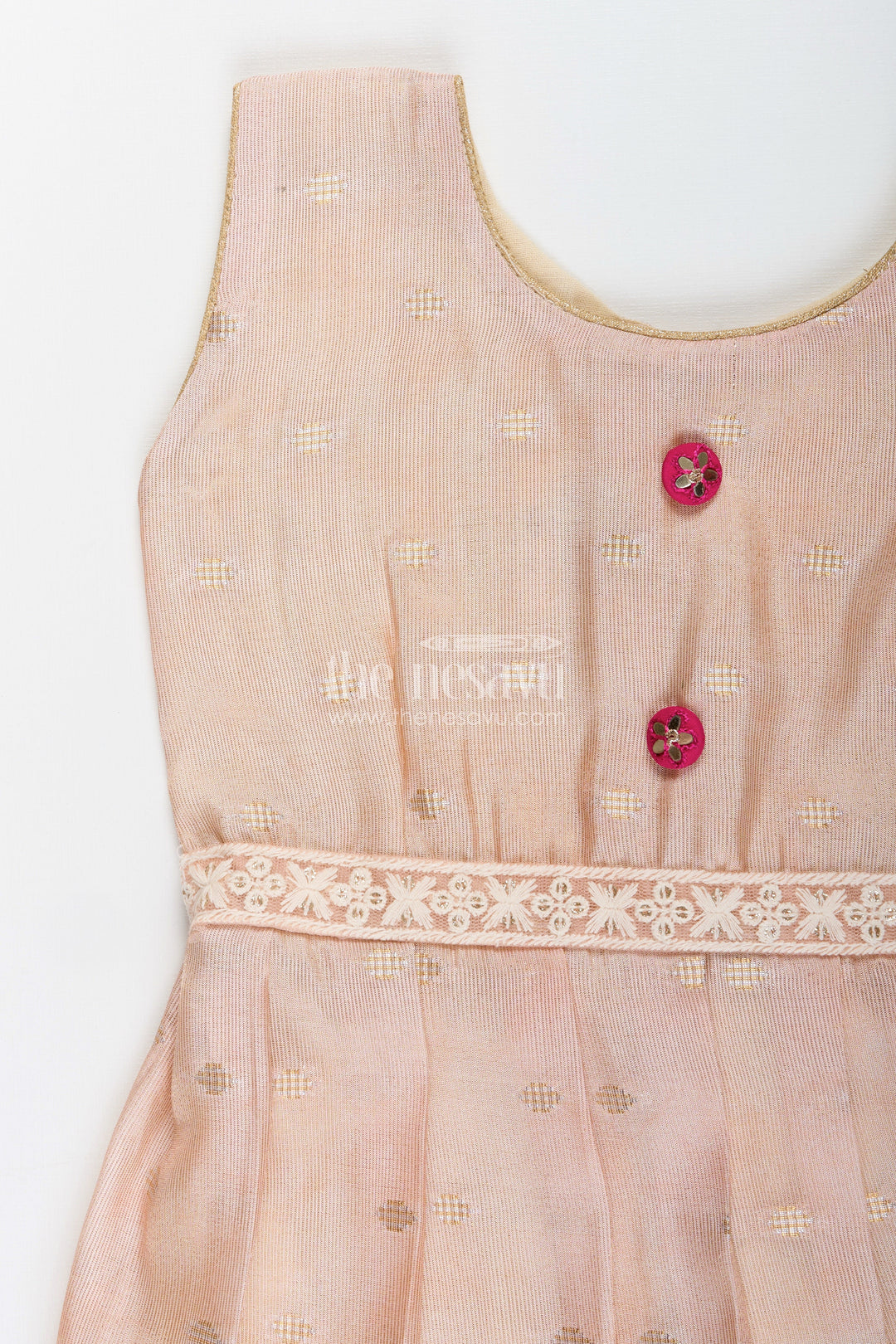 Baby girl semi silk frock with zari dots for ethnic functions