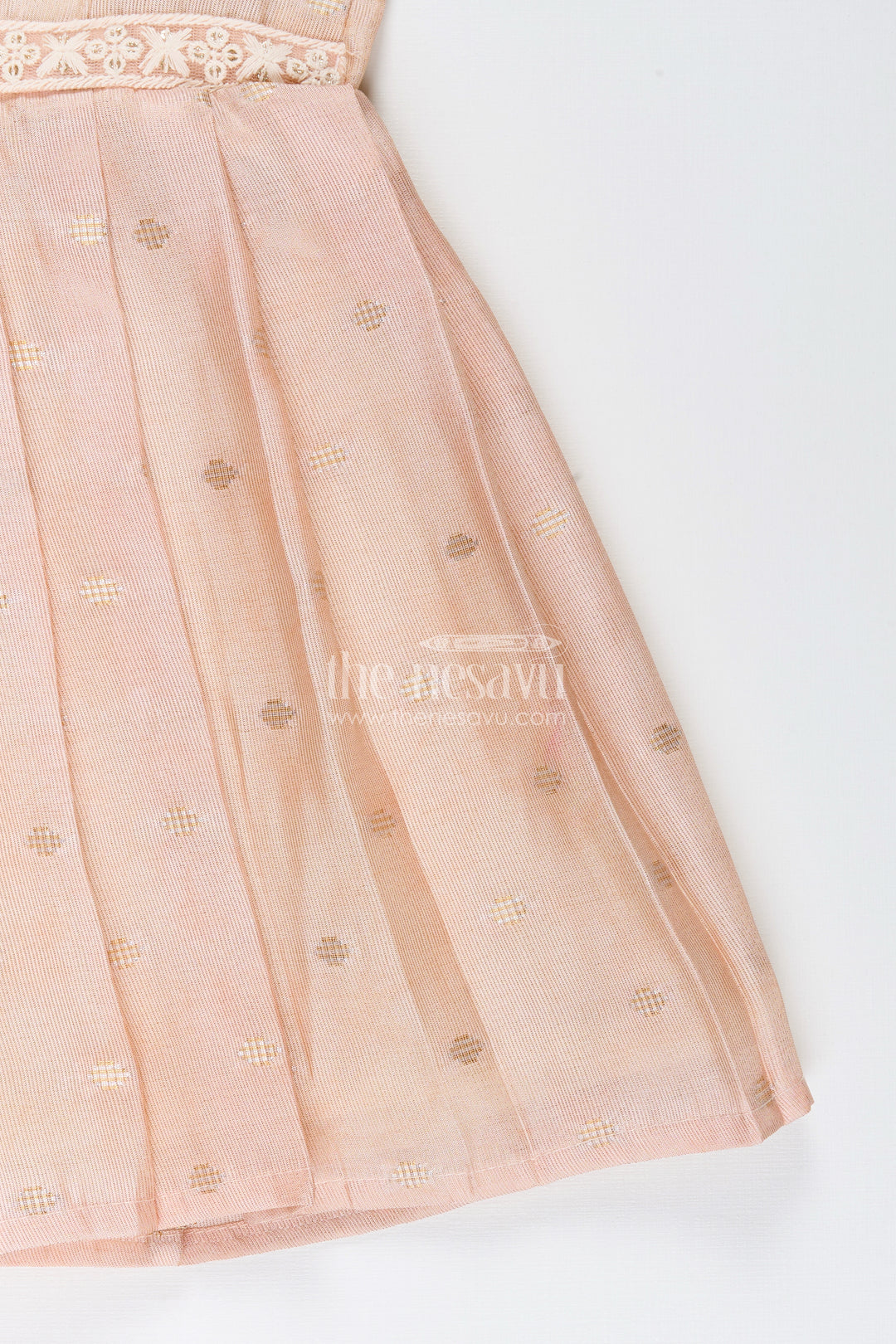 Baby girl semi silk frock with zari dots for ethnic functions