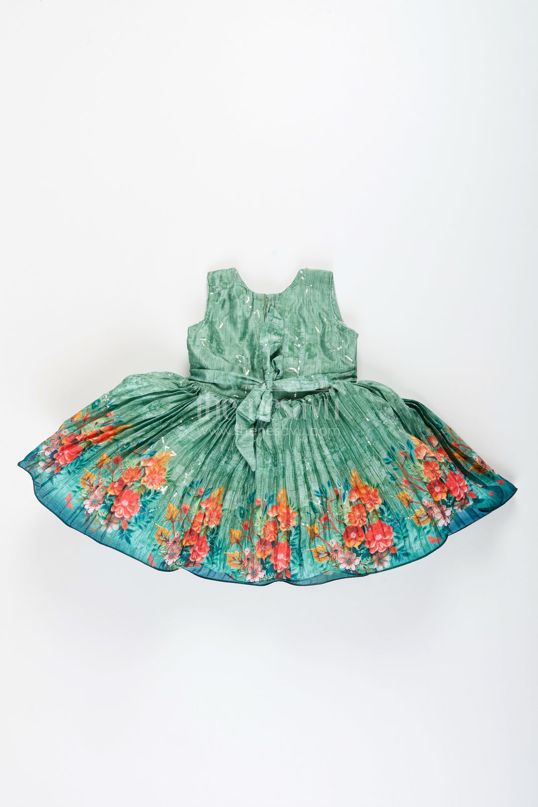 Baby girl silk frock with floral embroidery for weddings and poojas