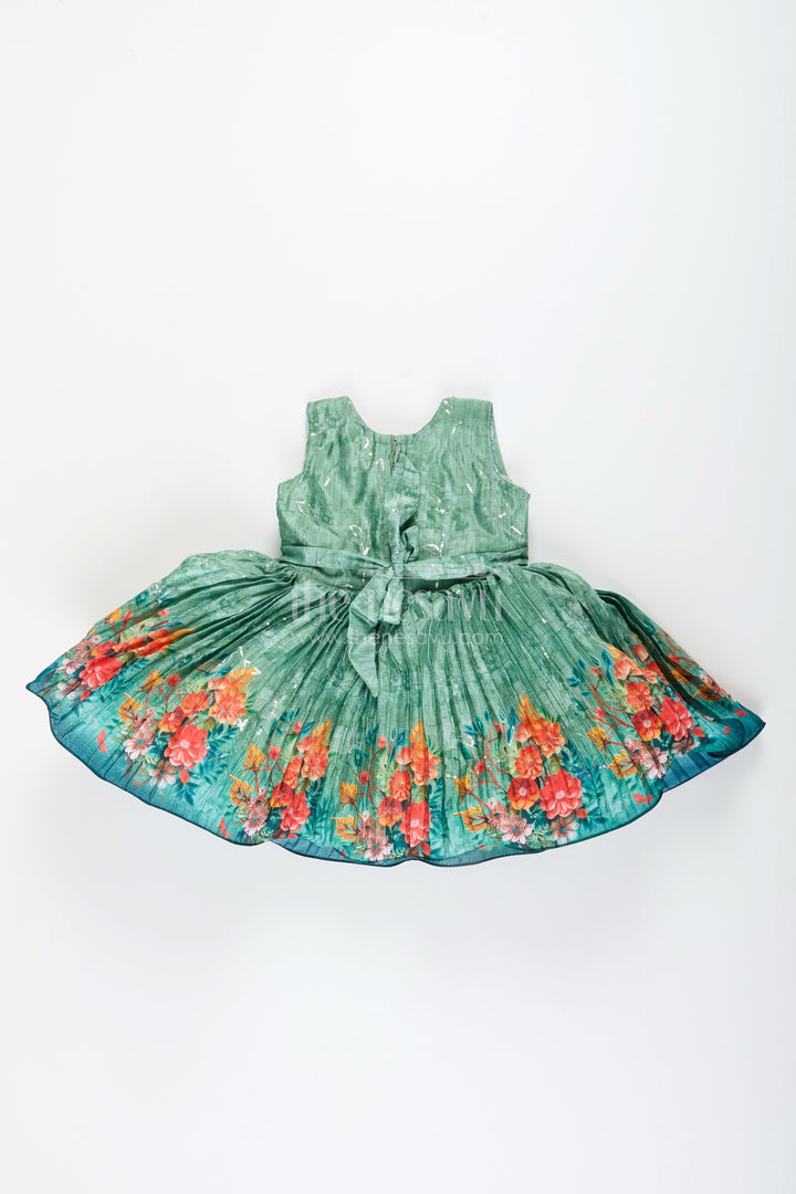Baby girl silk frock with floral embroidery for weddings and poojas