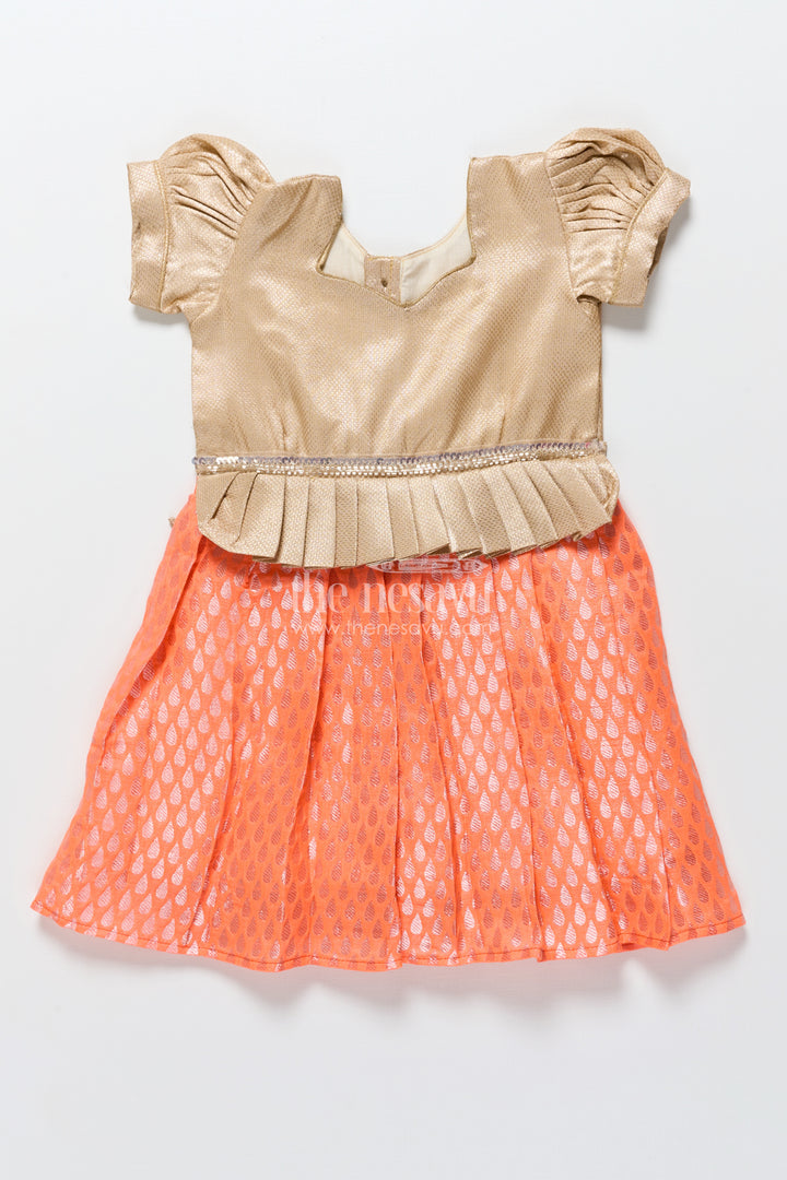 Traditional Baby Girl Pattu Pavadai with Semi Banarasi Design for Festive Occasions