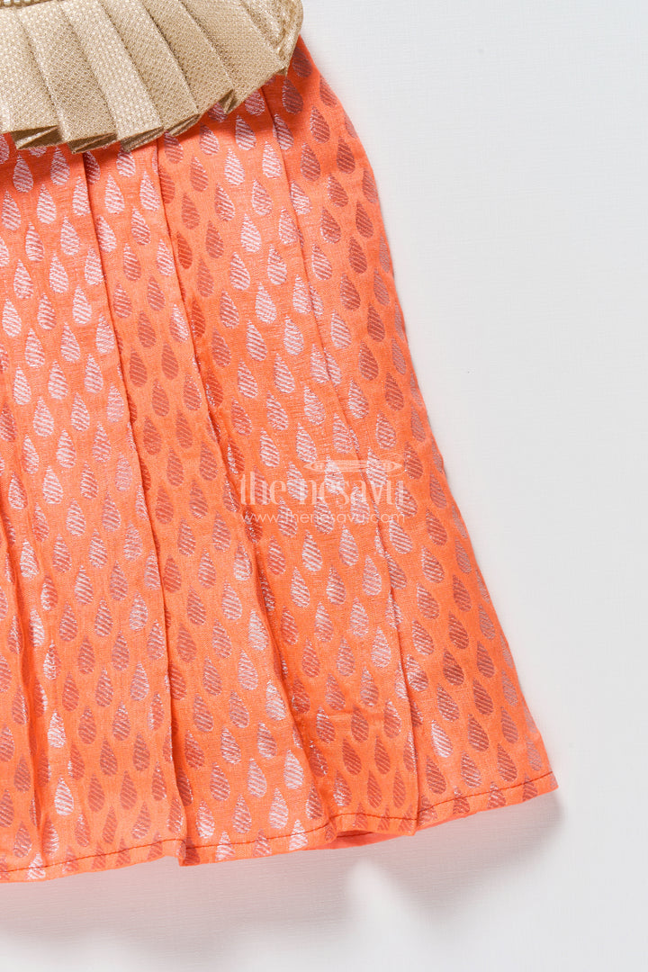 Traditional Baby Girl Pattu Pavadai with Semi Banarasi Design for Festive Occasions