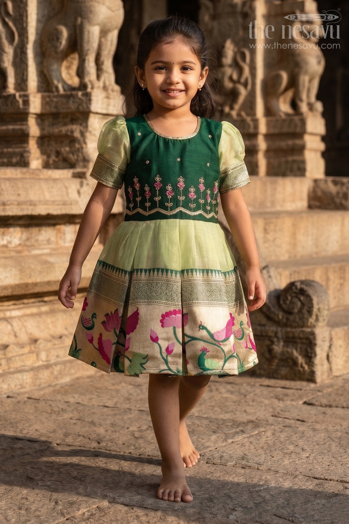 Toddler Girl Silk Frock for Birthdays and Ethnic Celebrations