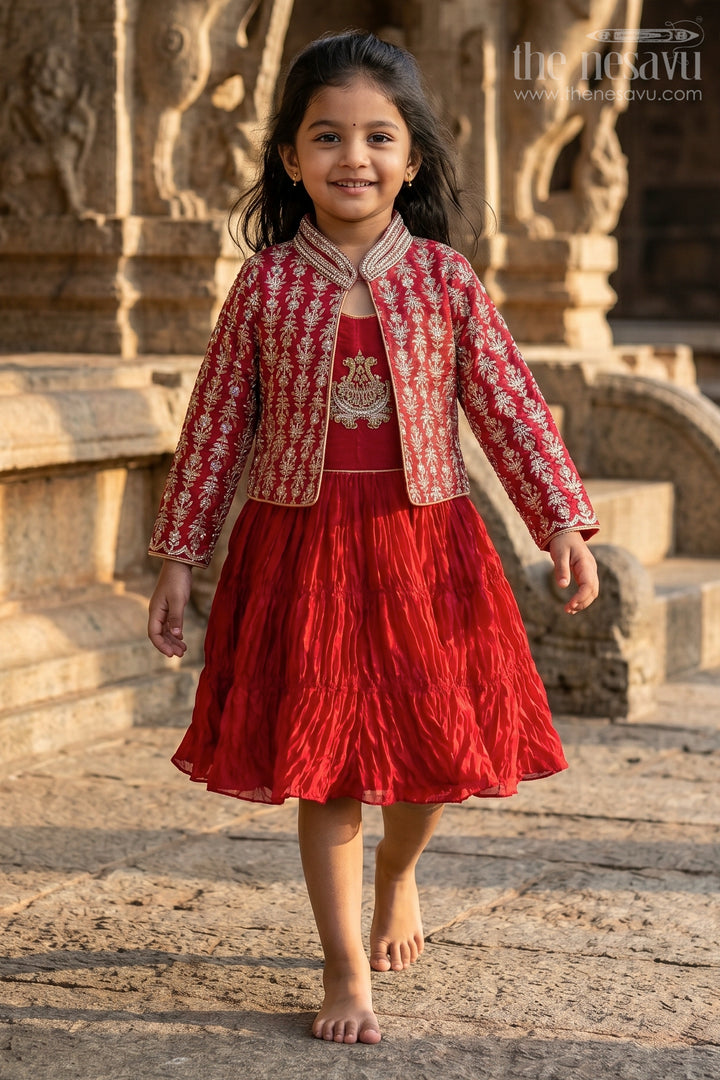 Baby Girl Frock with Designer Jacket for Birthday and Festive Photos