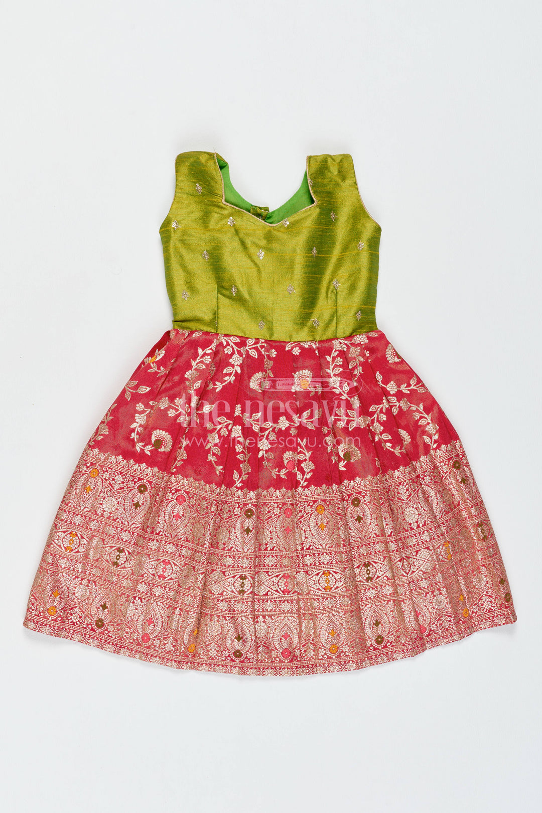Traditional Frock for Girls with Jacquard Weave for Weddings and Parties