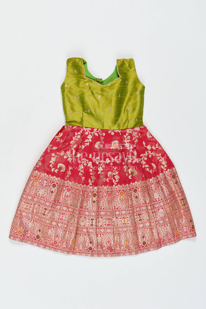Traditional Frock for Girls with Jacquard Weave for Weddings and Parties