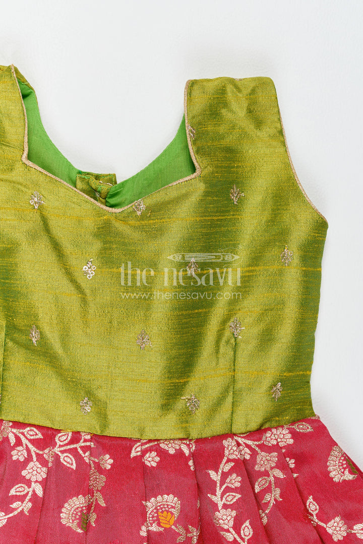 Traditional Frock for Girls with Jacquard Weave for Weddings and Parties