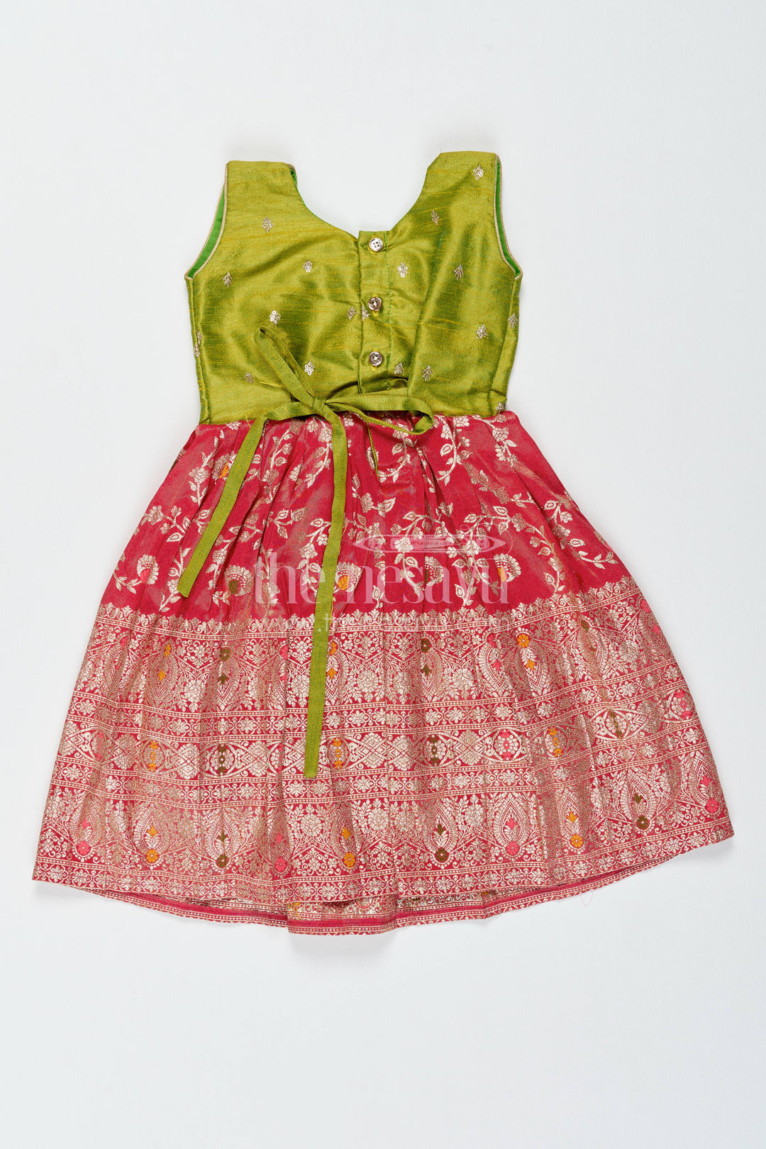 Traditional Frock for Girls with Jacquard Weave for Weddings and Parties