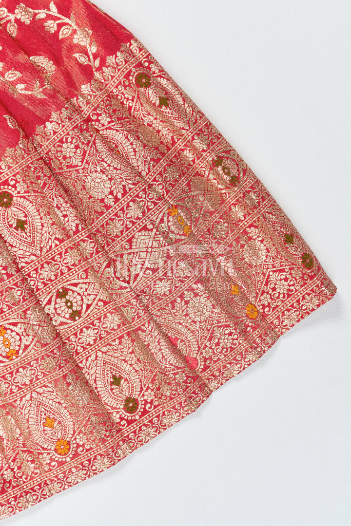 Traditional Frock for Girls with Jacquard Weave for Weddings and Parties