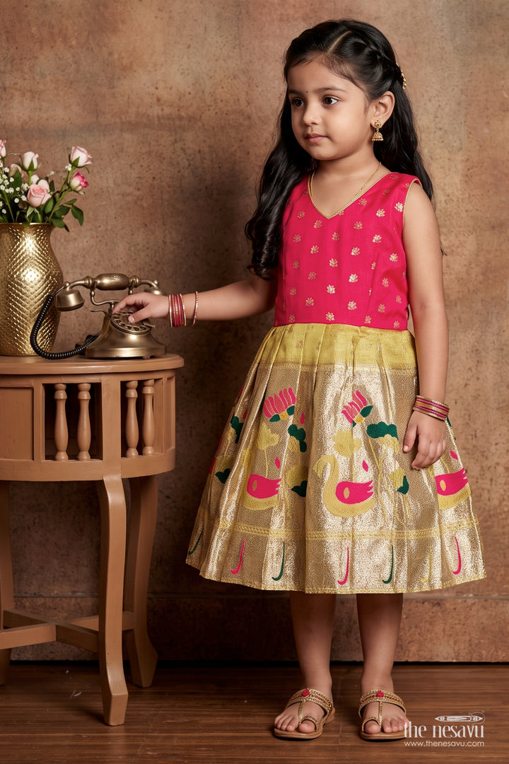 Silk Frock for Girls with Jacquard Weave for Family Functions