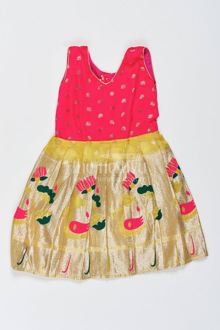 Silk Frock for Girls with Jacquard Weave for Family Functions