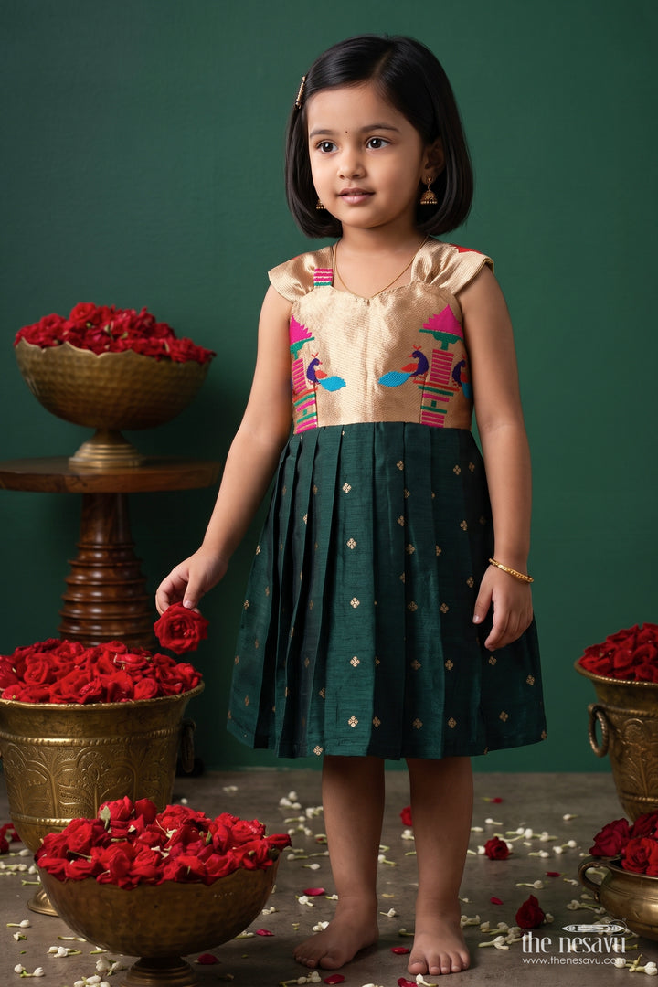 Traditional Frock for Girls in Green for Milestone Days