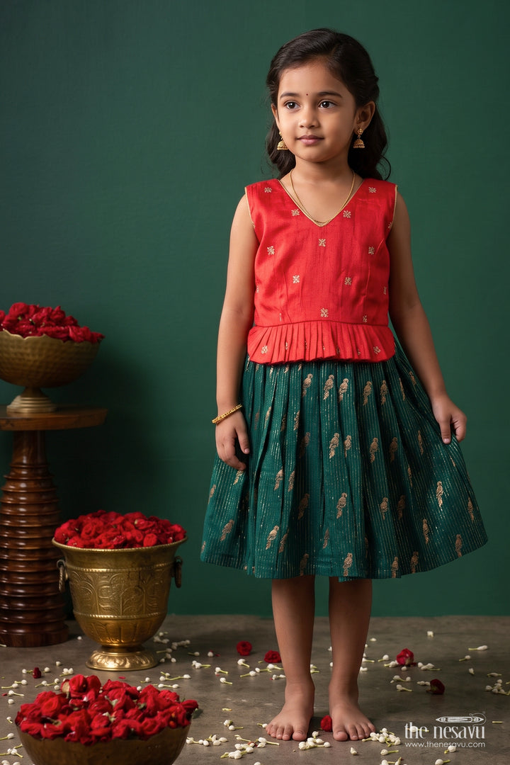Traditional Frock for Girls in Red for Festive Gatherings