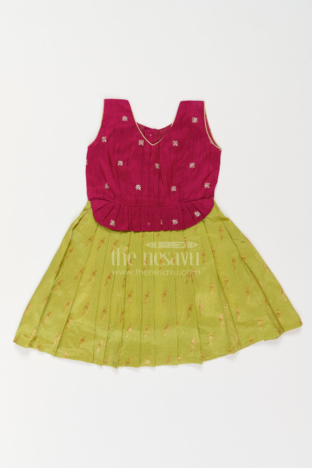 Silk Frock for Girls in Purple with Jacquard Weave