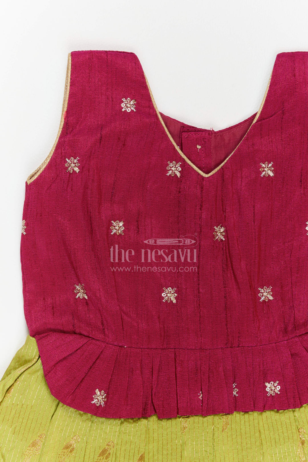 Silk Frock for Girls in Purple with Jacquard Weave