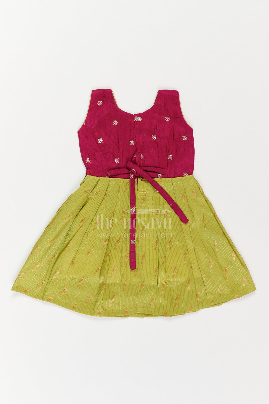 Silk Frock for Girls in Purple with Jacquard Weave