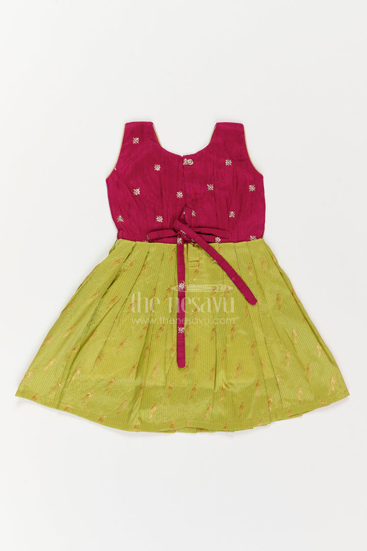 Silk Frock for Girls in Purple with Jacquard Weave