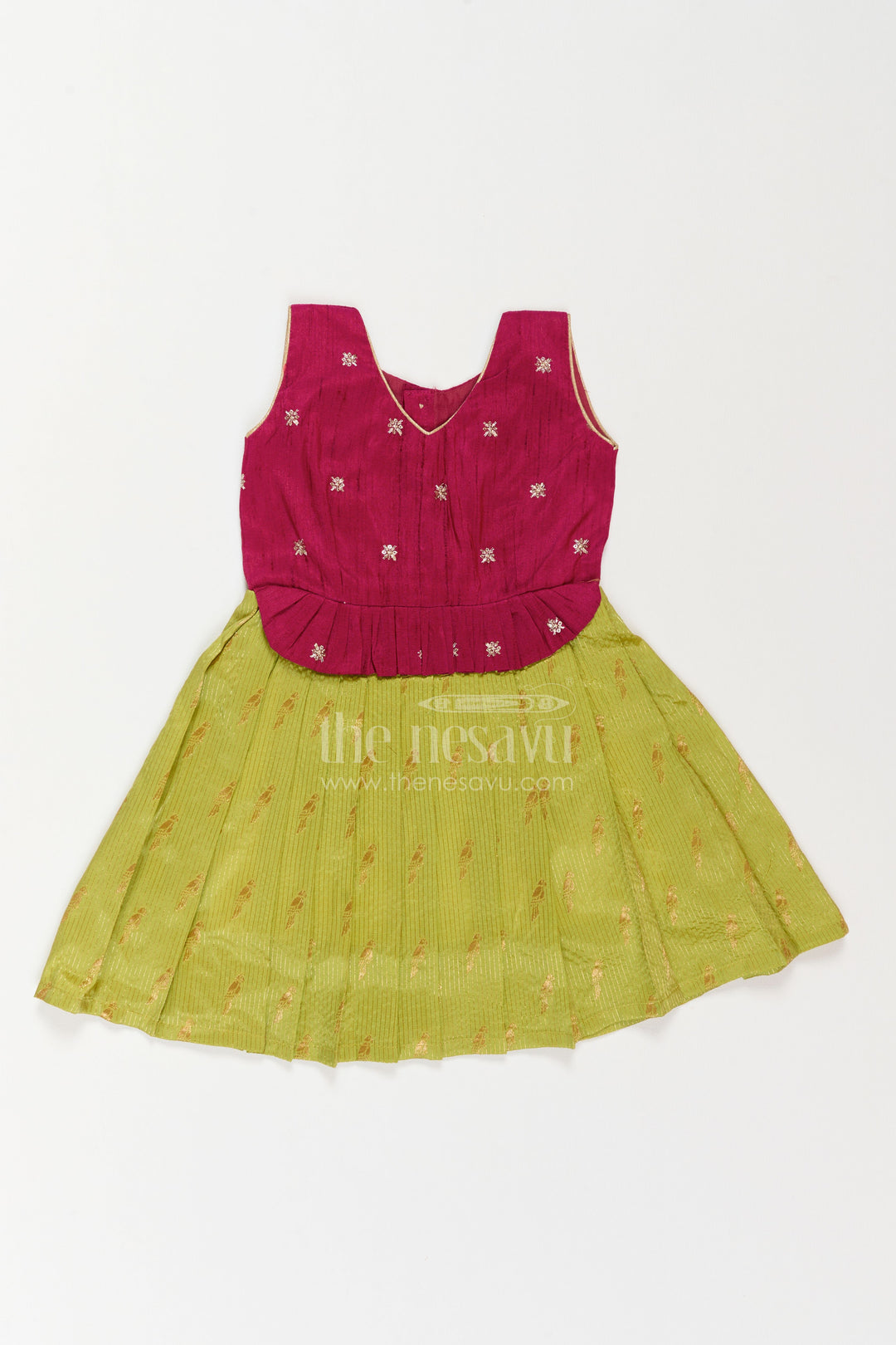Silk Frock for Girls in Purple with Jacquard Weave