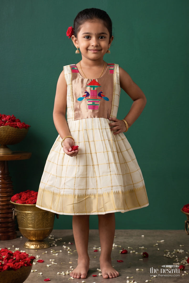 Cotton Dress for Girls with Statement Border for Festive Occasions