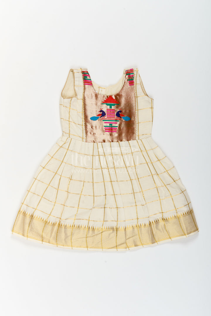 Cotton Dress for Girls with Statement Border for Festive Occasions
