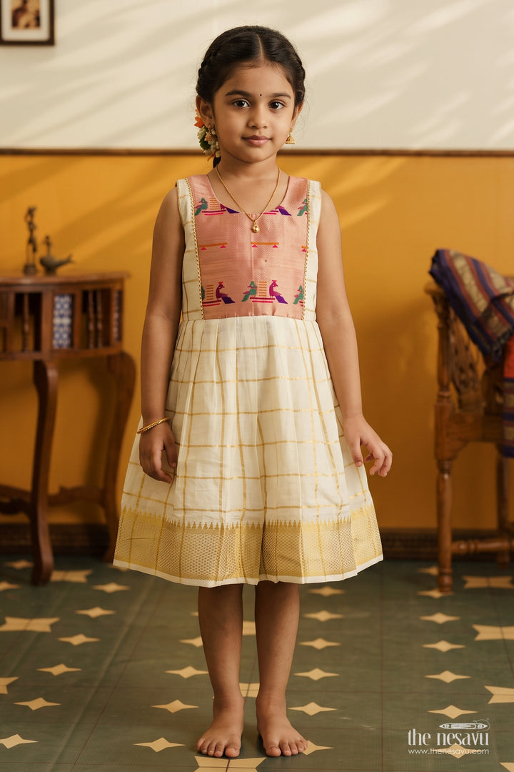 Girls Frock Dress in Cream for Celebrations and Photos